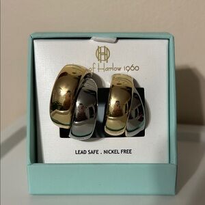 House of Harlow 1960 Gold and Silver Statement Hoops